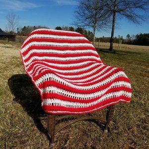 Handmade Afghan Blanket Crochet Stripe Chair Throw